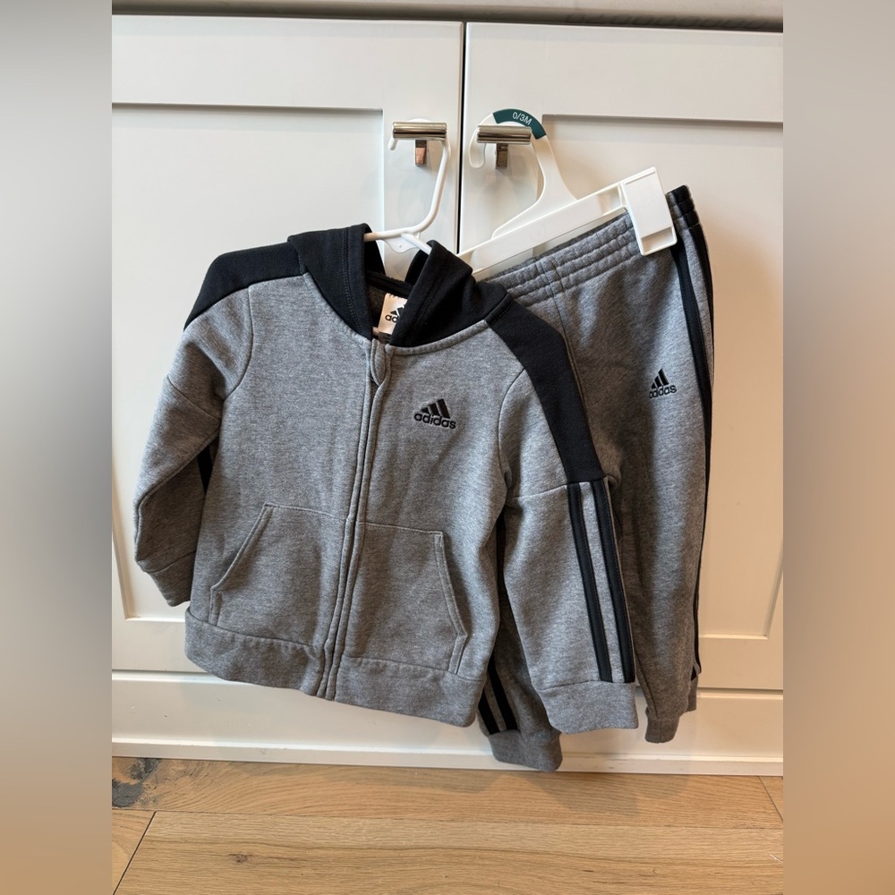 Adidas Kids Gray and Black Sweatpants Set